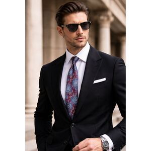 Monsieur GIVENCHY Maroon Gray Paisley Neck Tie  Mens One Size